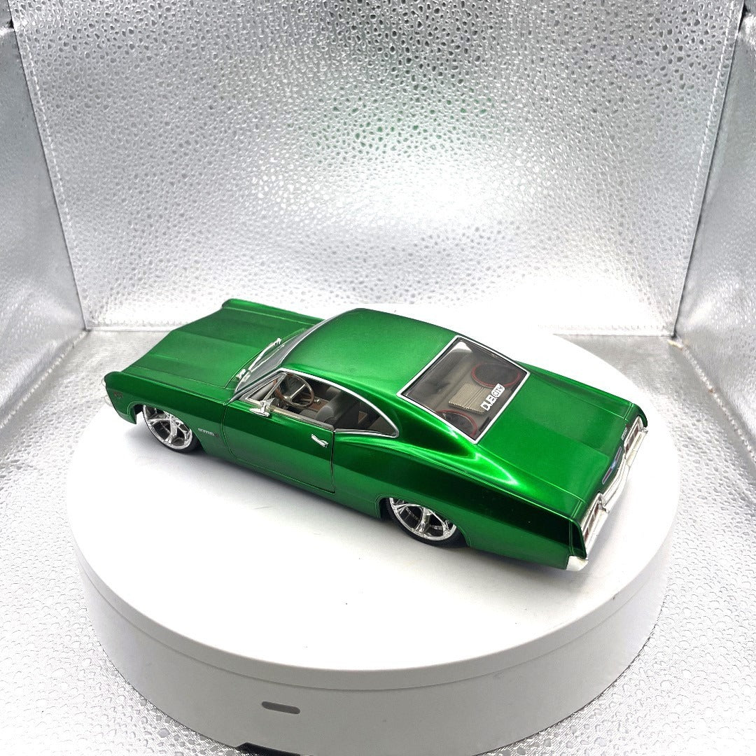 Jada Toys 1967 Chevrolet Impala SS Green Die Cast Dub City OldSkool, Scale: 1/24, No. 50310-9 drivers side/back end view