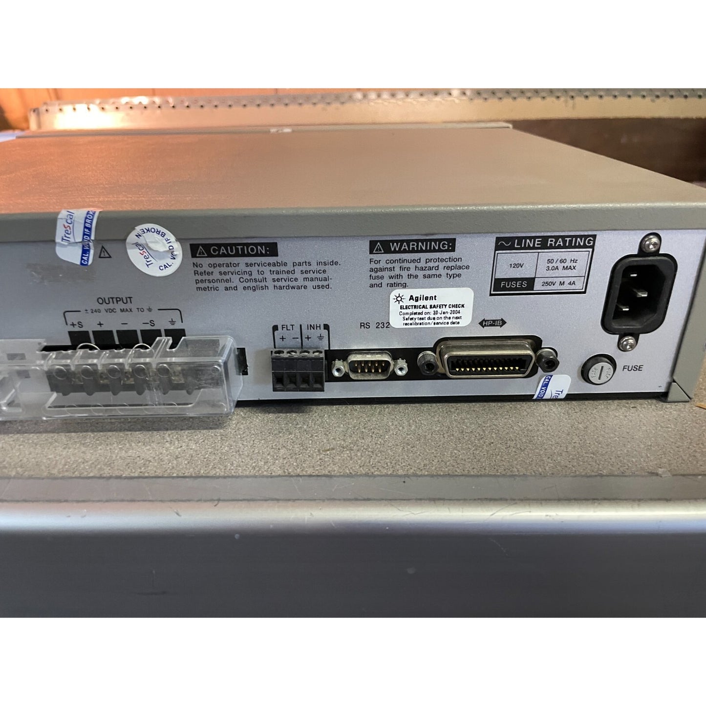 Agilent HP 6632B DC Power Supply, 0-20V/0-5A back panel with connectors