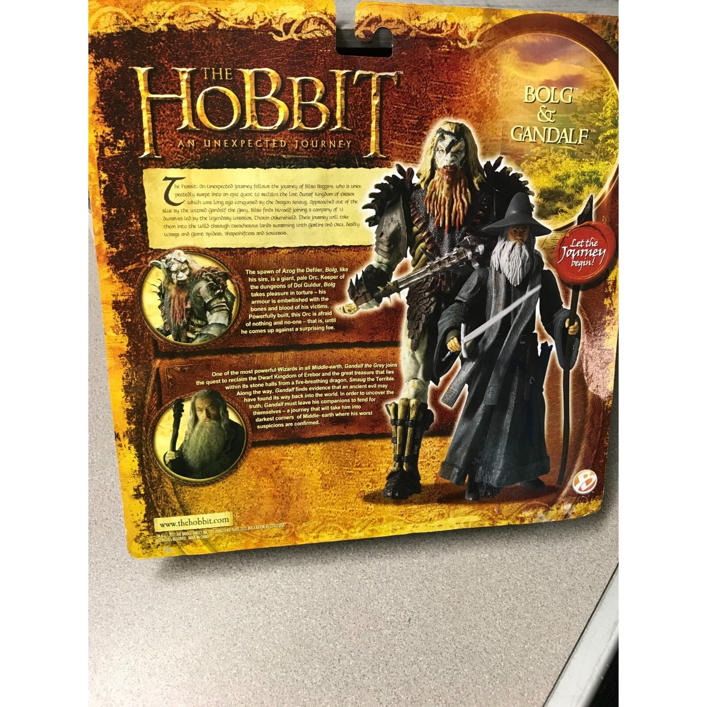 The Hobbit Bolg & Gandalf Figures with Accessories back of package item details