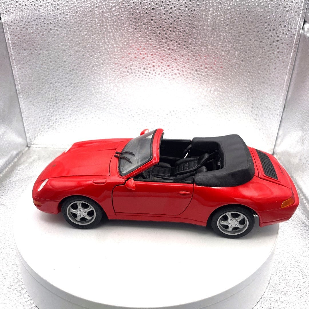 Maisto 1994 Porsche 911 Carrera Cabriolet Red Convertible Die Cast, Scale: 1/18 driver side view