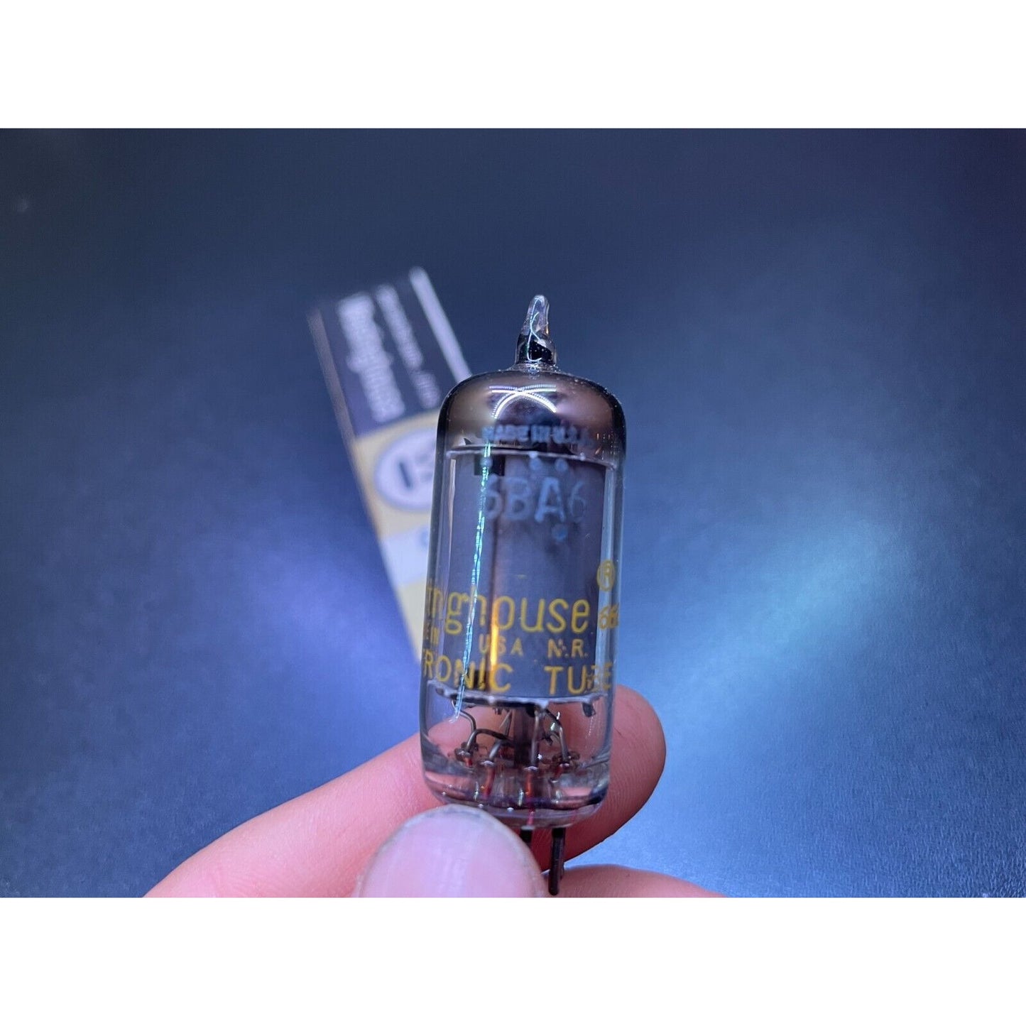 Westinghouse 6BA6/EF93 vacuum tube close up