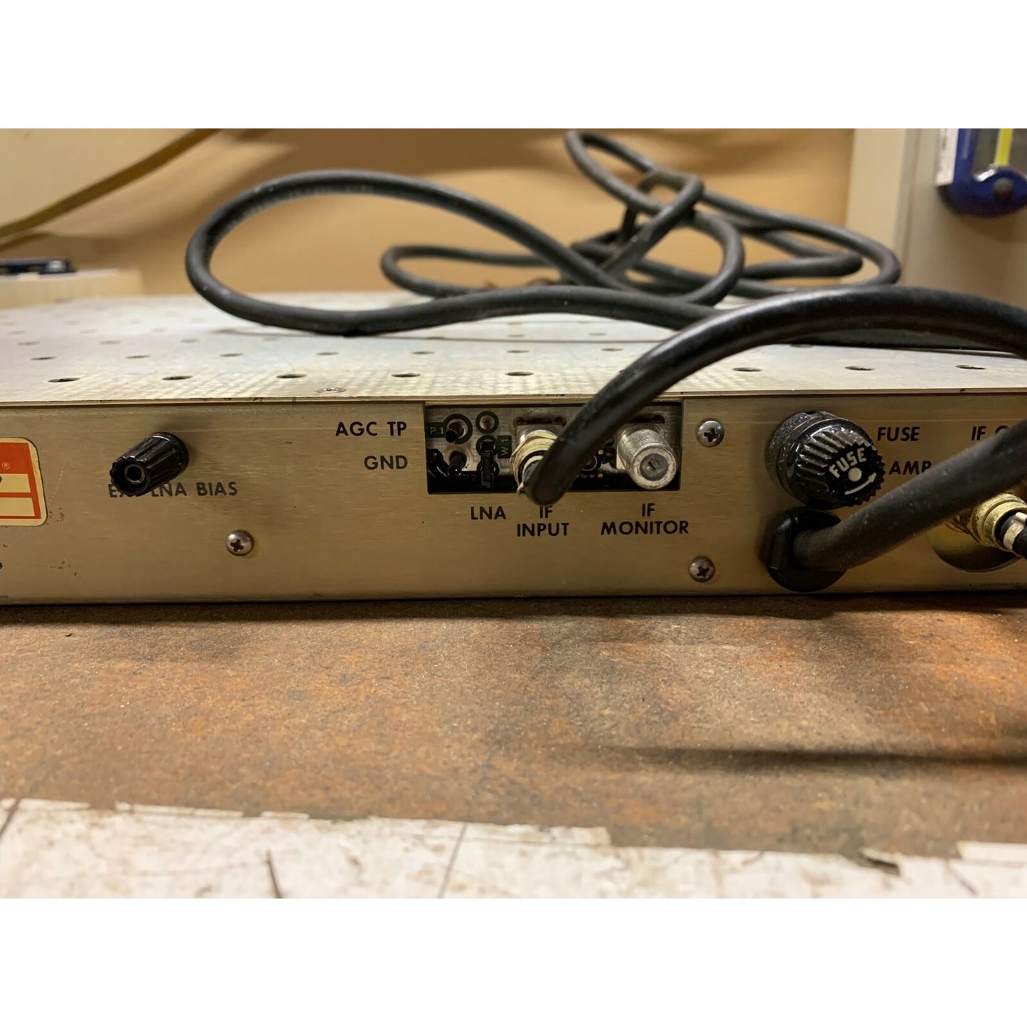 MACOM MA-4001 Satellite Receiver right side of back view with power and connectors