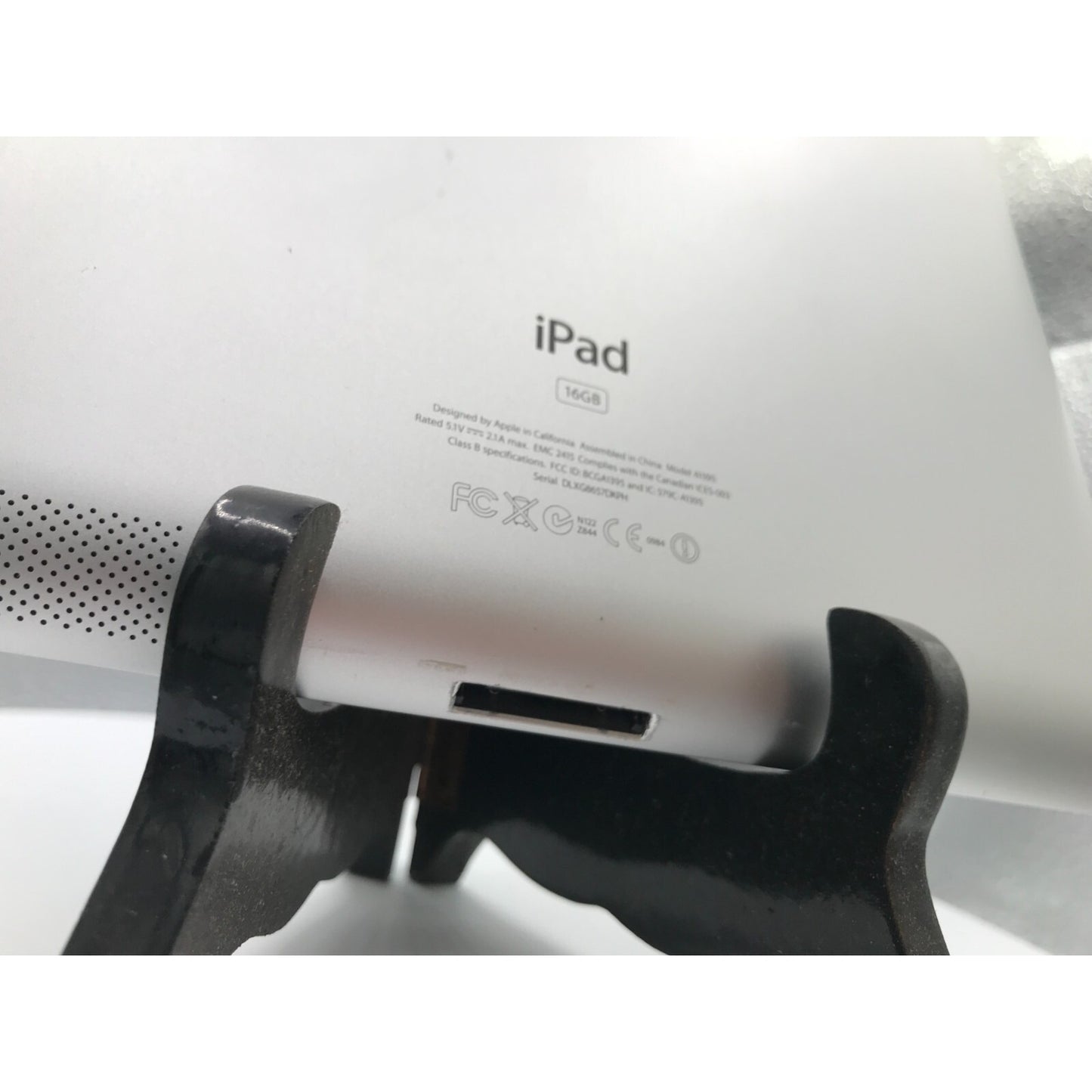 Used iPad 2 Model A1395 16GB with charging cable product stamp on back of unit