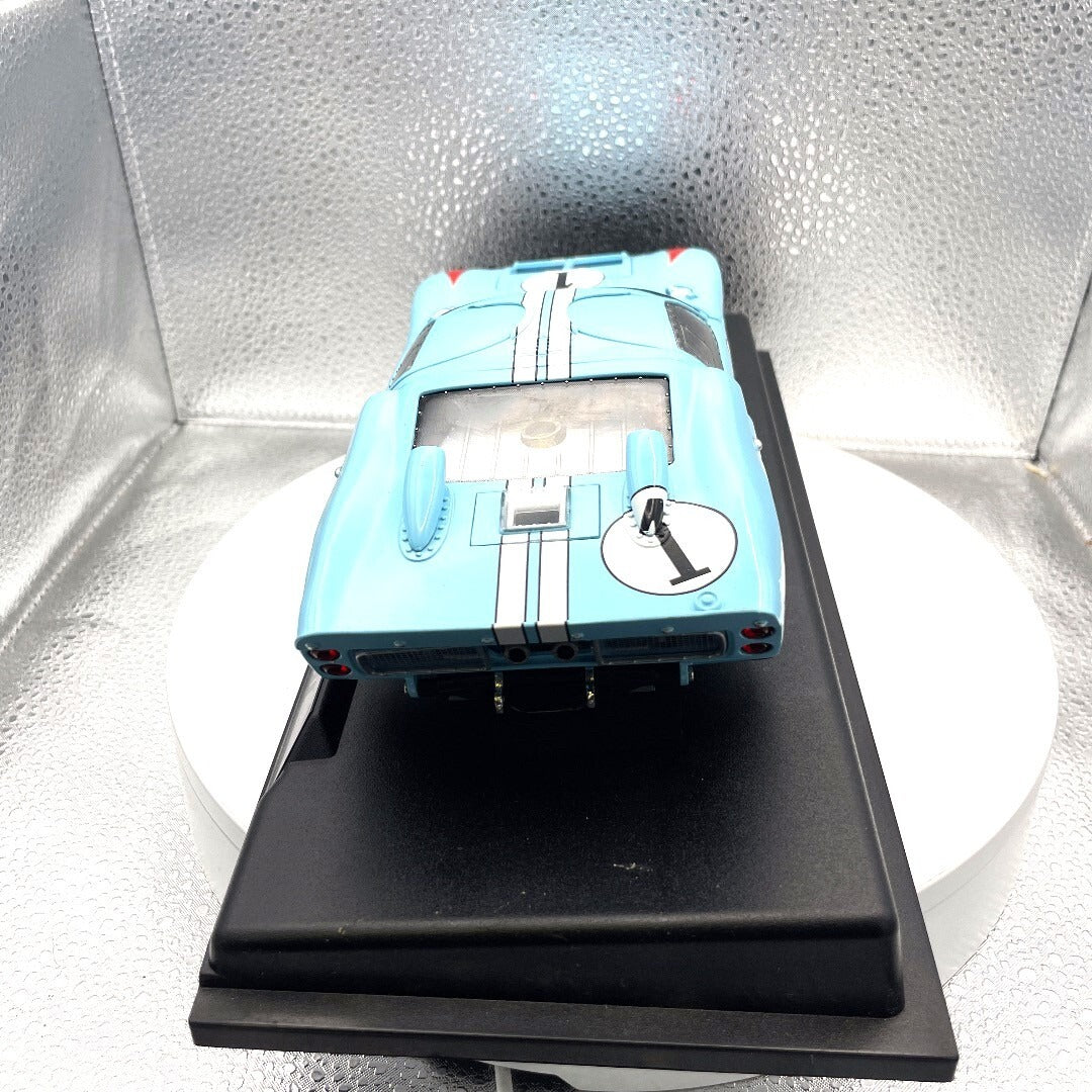 1966 Ford Gt-40 MKII #1 Light Blue Die Cast with Base, Scale: 1/18
rear view