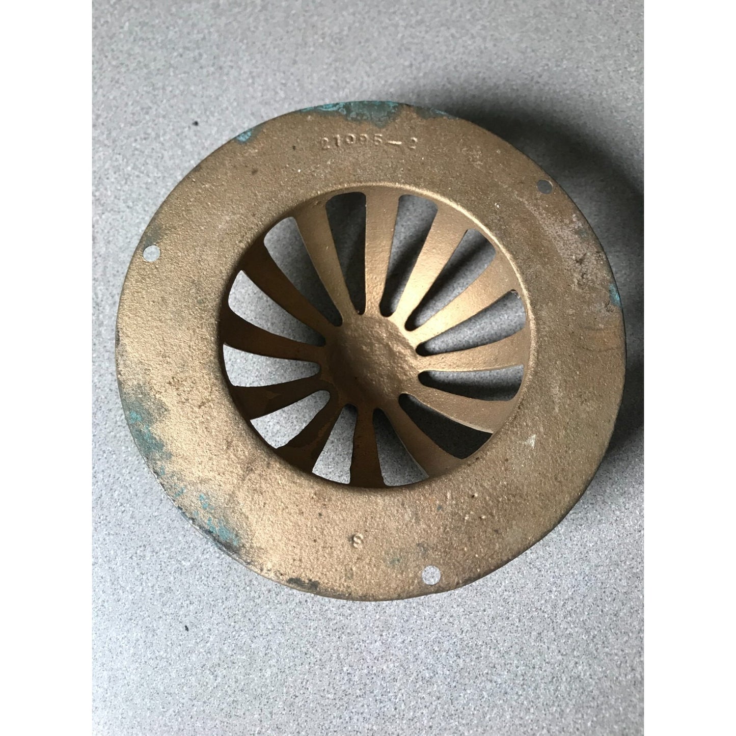 Zurn 6" Brass Drain Cover Semi Dome 21095-2 bottom view some oxidation