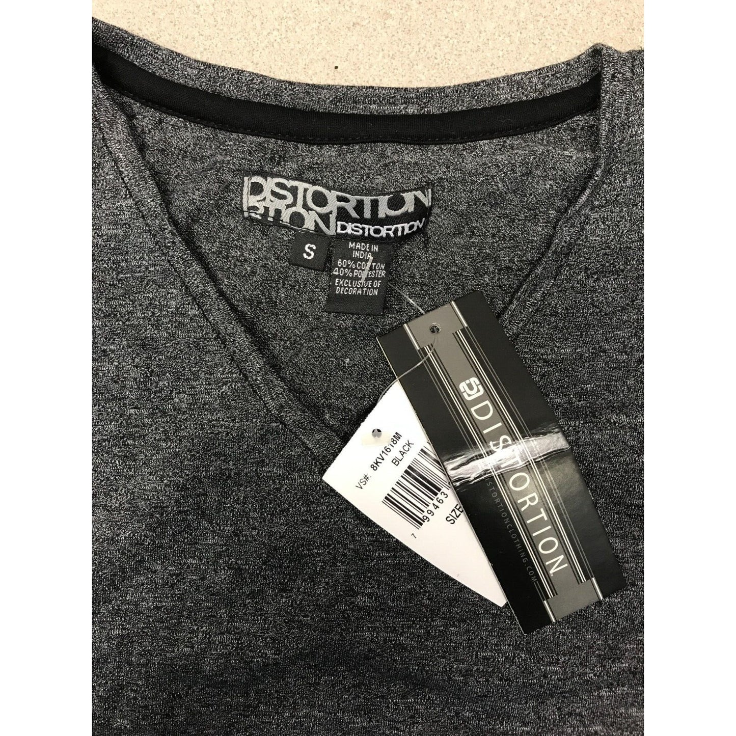 Distortion Small Athletic Shirt - Heather Gray tag