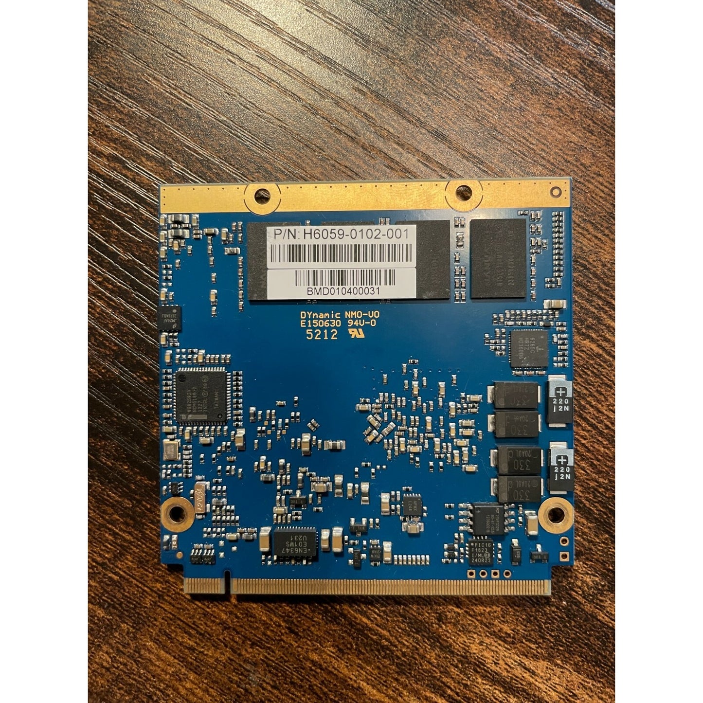 RJ DYNAMIC NMO-VO, E150630 Motherboard back view, PN H6059-0102-001