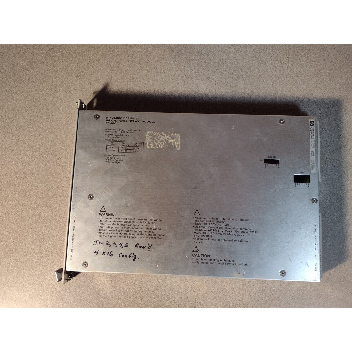 HP E1460-66201 64-Channel Relay Module bottom panel product details