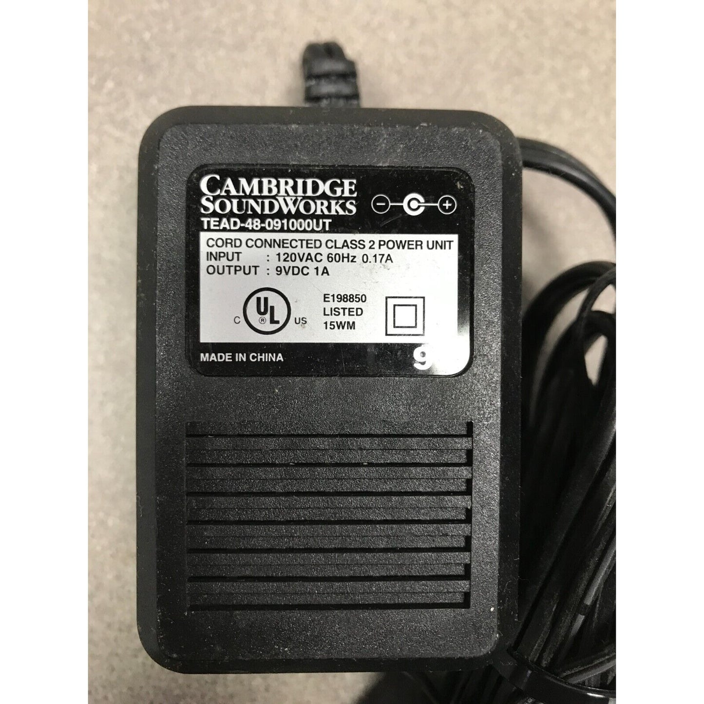 Cambridge Soundworks Cord Connected Class 2 Power Unit TEAD-48-091000UT Label
