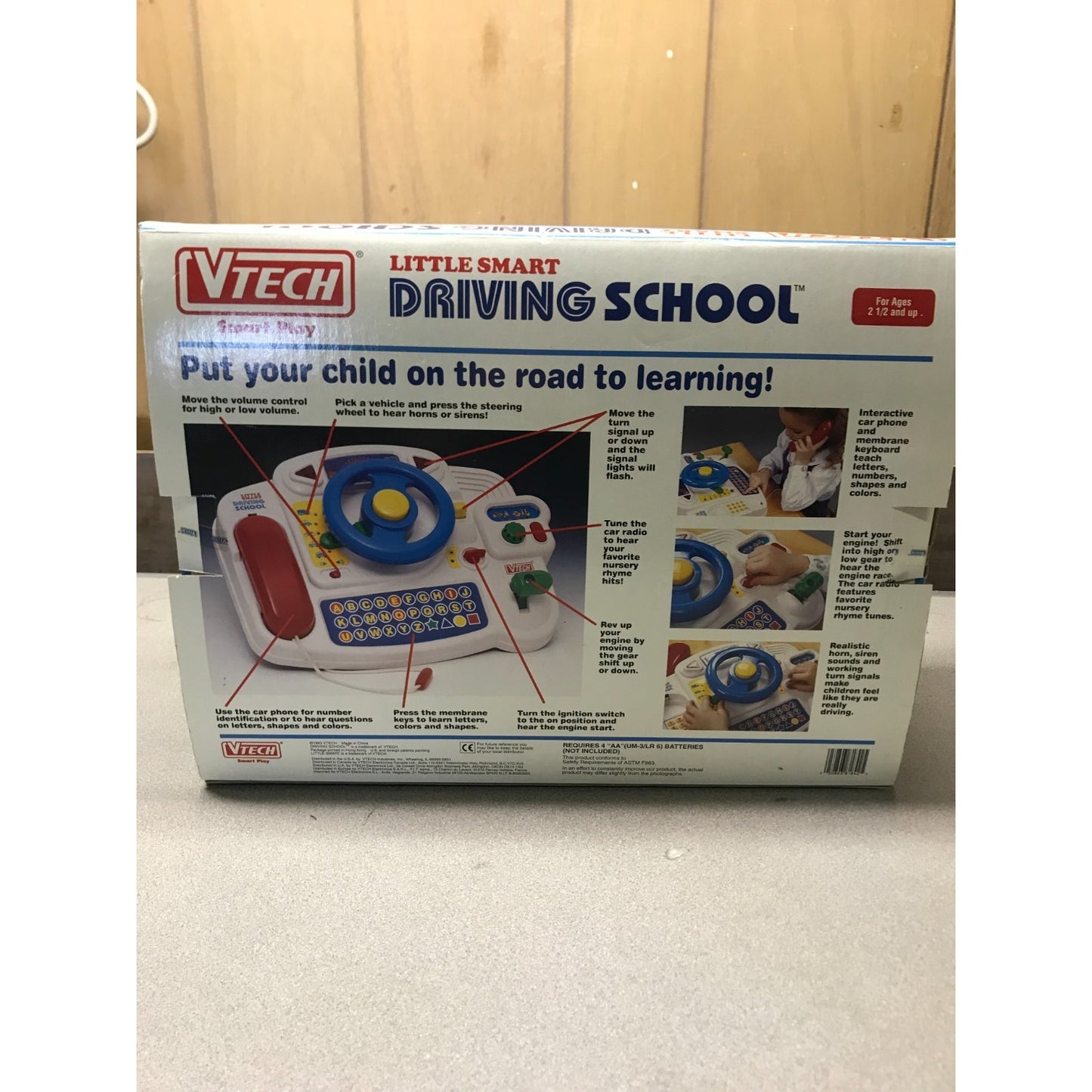 Vintage VTECH Little Smart Driving School back of box item details and uses