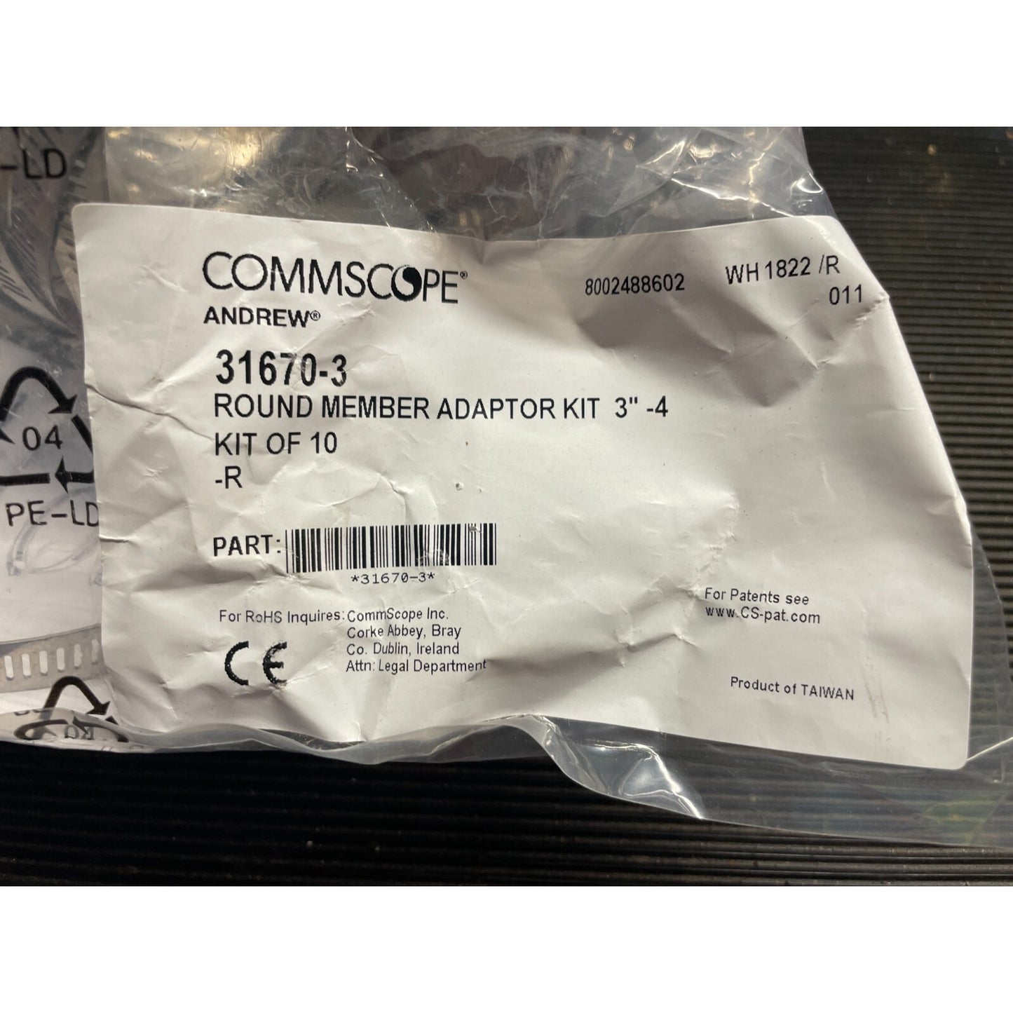 COMMSCOPE 3"-4 Round Hose Clamp Kit 31670-2 Stainless product label closeup