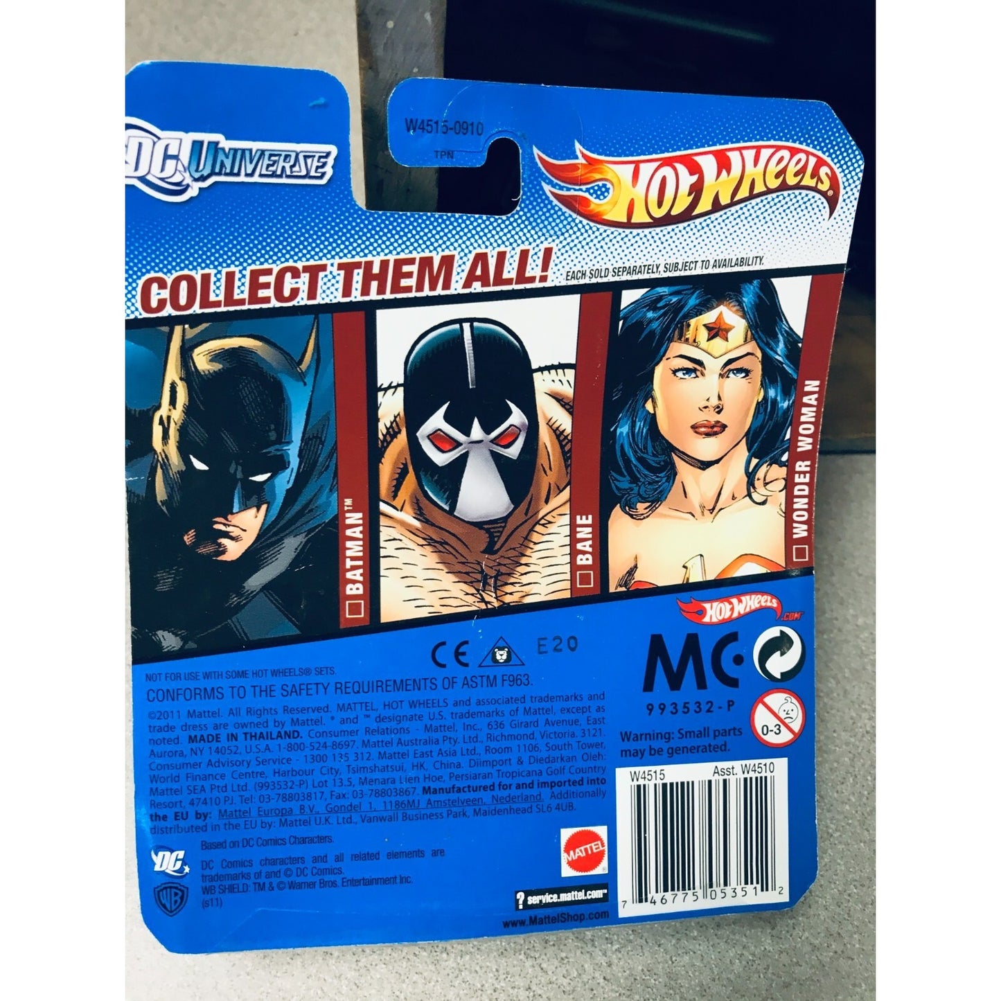 Hot Wheels DC Superman Batmobile back of package item informartion