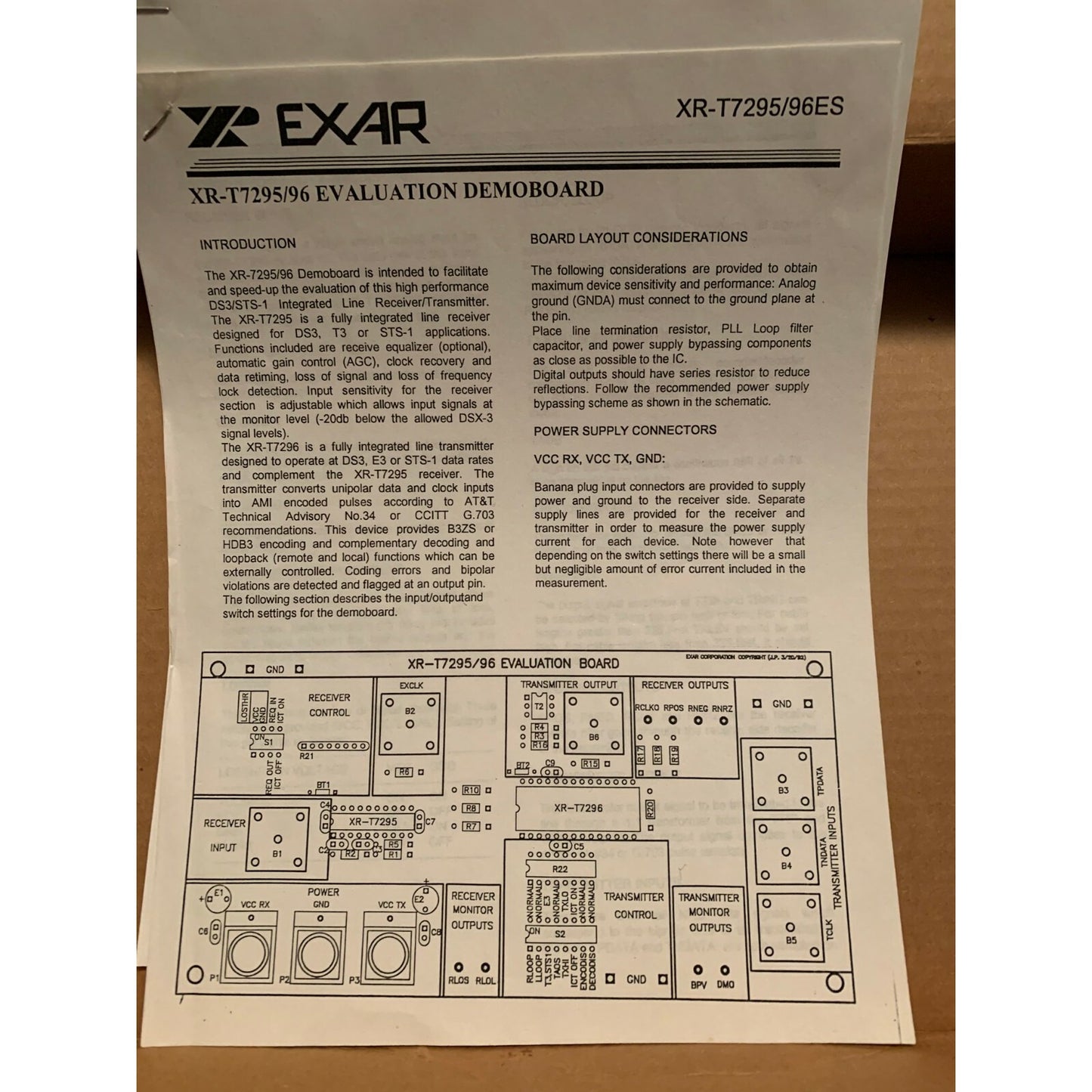 XR-T7295/96 Evaluation Board circuit board schematic