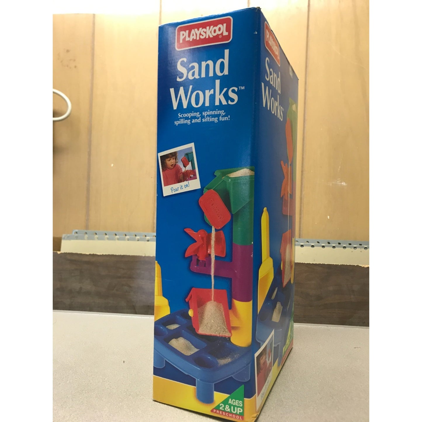 Vintage Playskool Sand Works Toy Set side of box