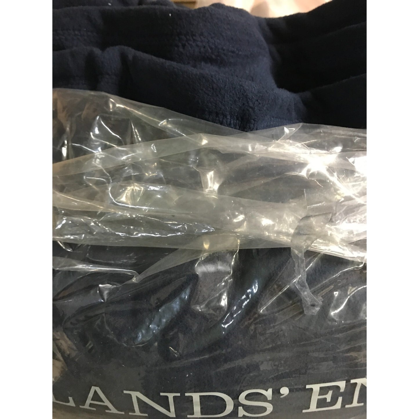 Lands End Home Full/Queen Classic Navy Fleece Blanket package sealed
