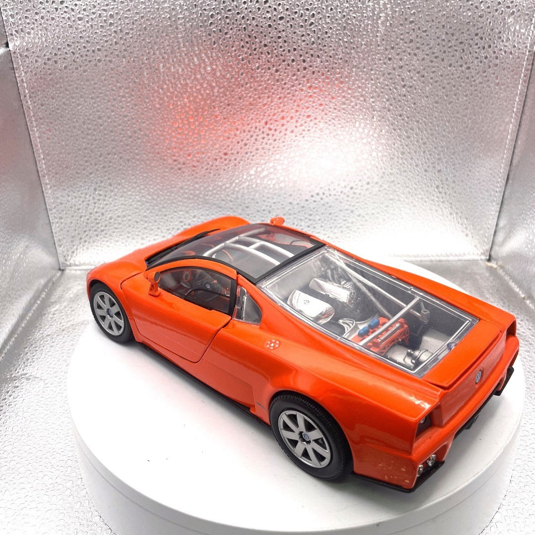 Motor Max Volkswagen Nardo W12 Show Car Orange Die Cast, Scale 1:18, No. 73141 drivers side/trunk view