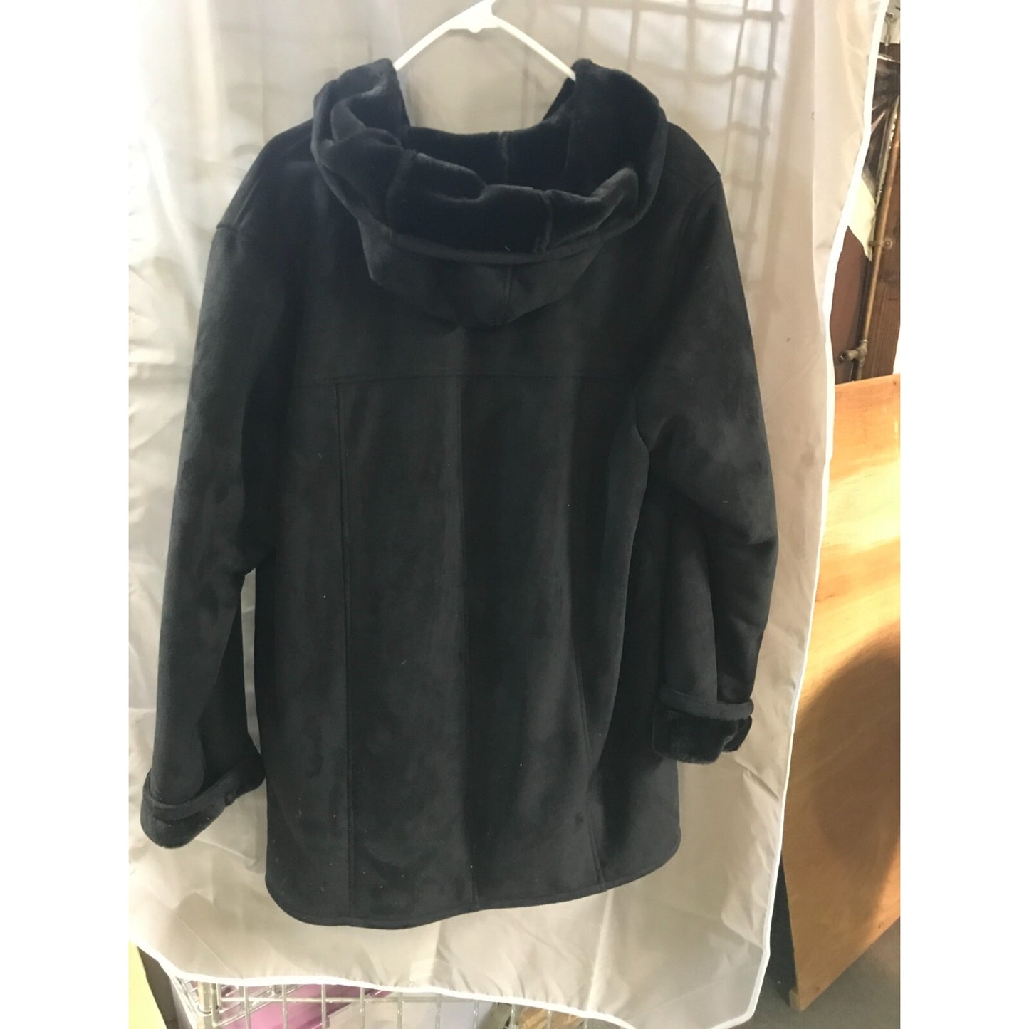 Talbots Faux Suede Hooded Coat with soft inner lining back of coat