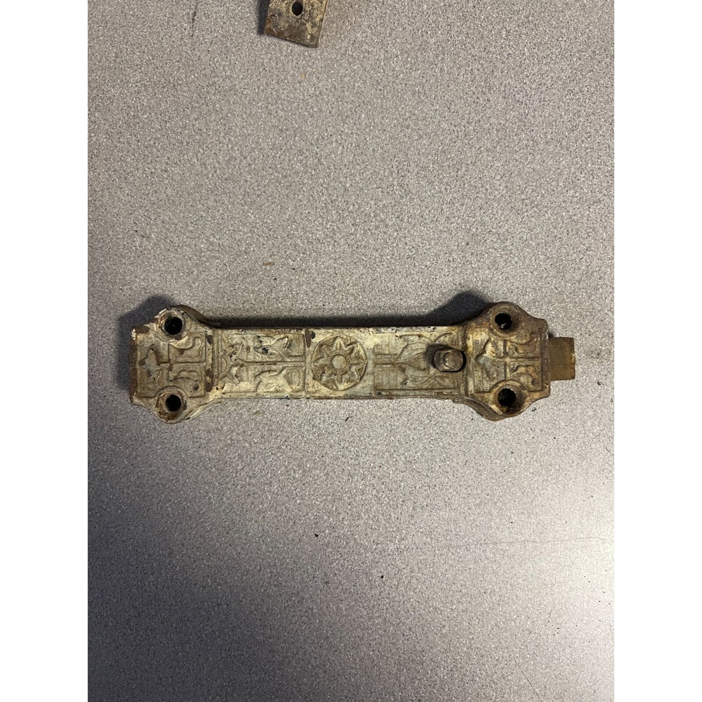 Cast-Iron Antique Deadbolt & Lock close up shows detail pattern