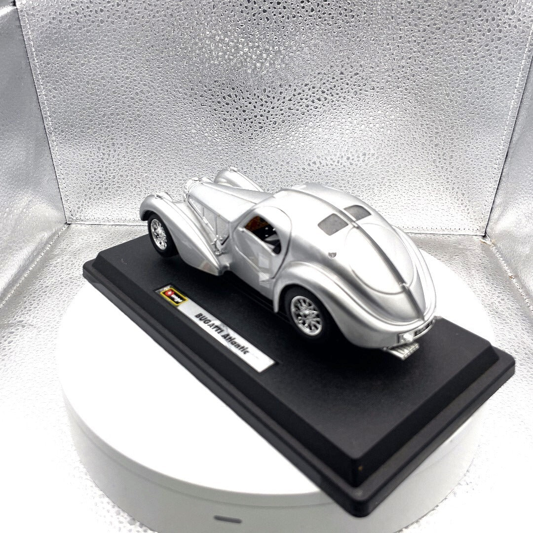 Burago Bugatti 57 SC Atlantic Silver Die Cast, Scale: 1/24 driver's side/rear view