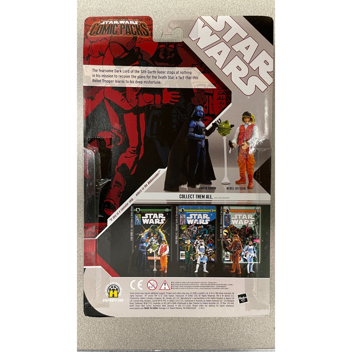 Star Wars Comic Two Pack Darth Vader Rebel Officer back of package item details
