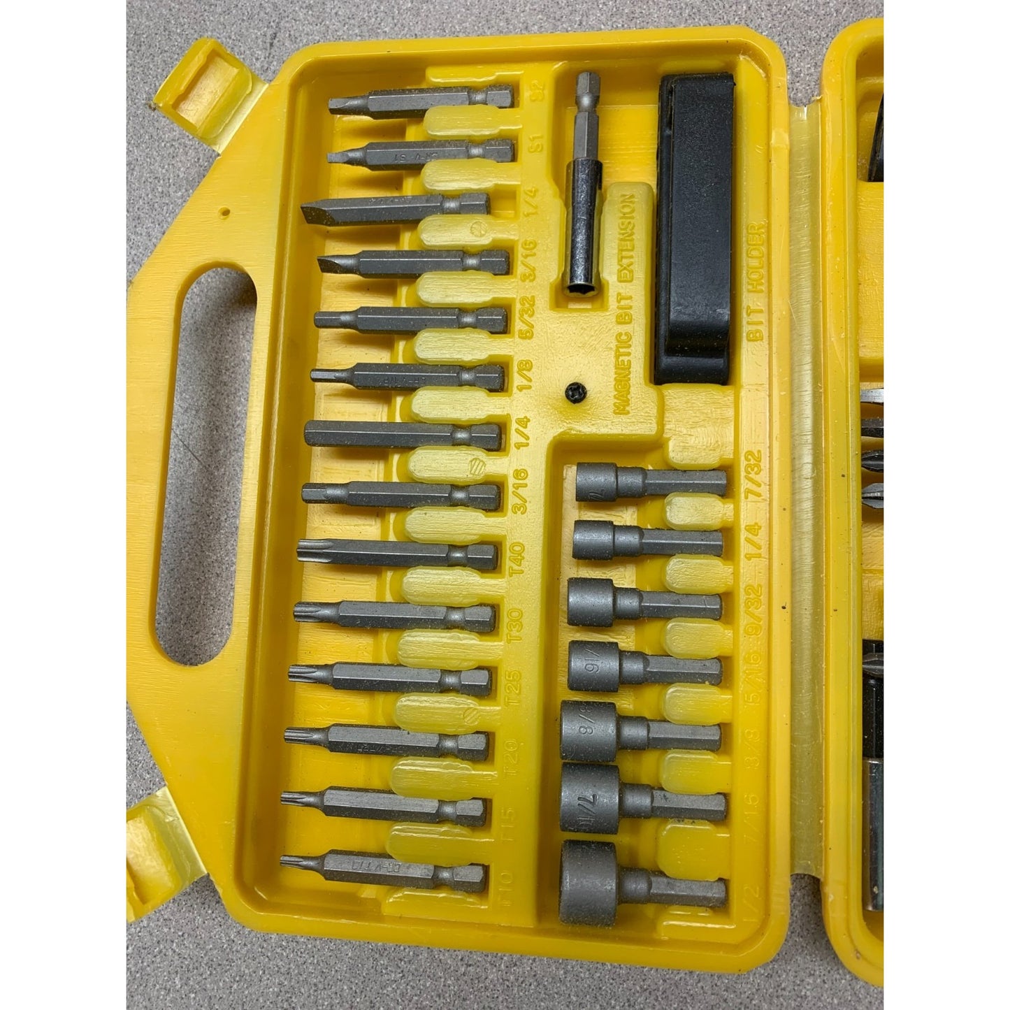 Titan Drill Bit and Power Bit Set (53 pieces) closeup of drill bits