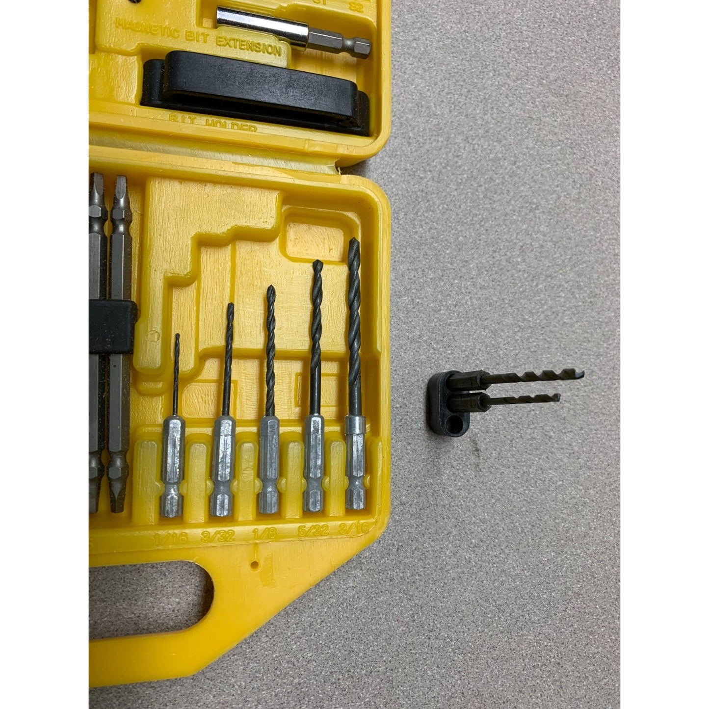 Titan Drill Bit and Power Bit Set (53 pieces) closeup of drill bits one missing