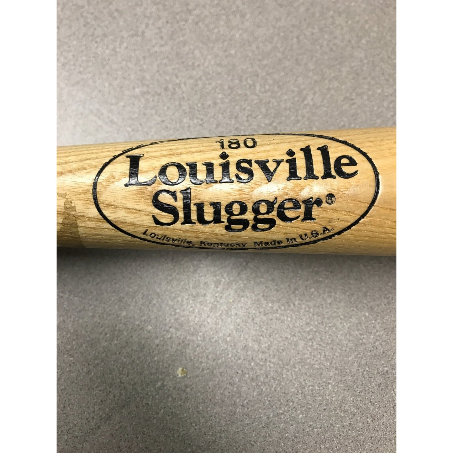 180 GRAND SLAM Louisville Slugger 33.5in Wooden Bat brand stamp closeup