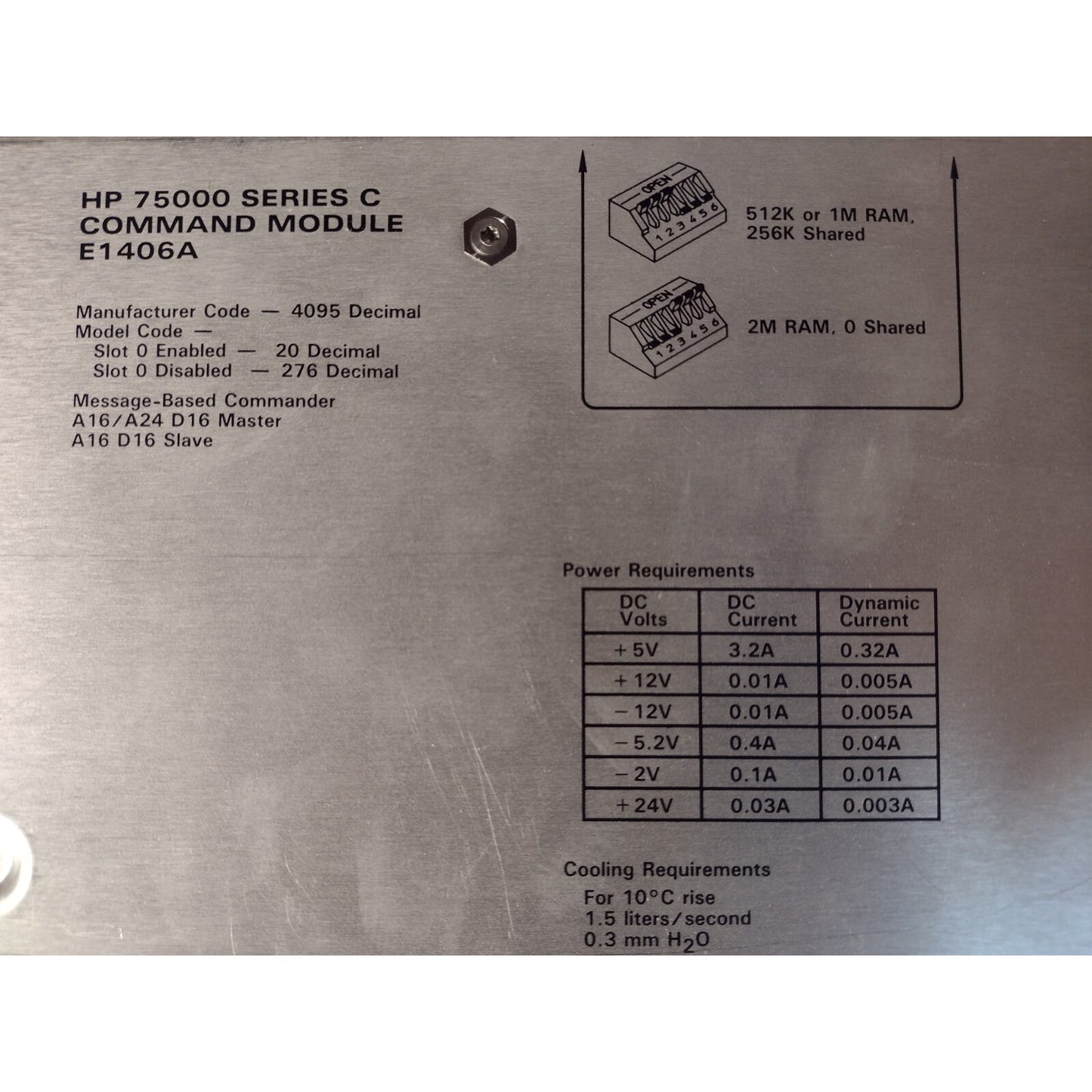 HP Agilent E1406A HP-IB Command Module VXI C-Size module details