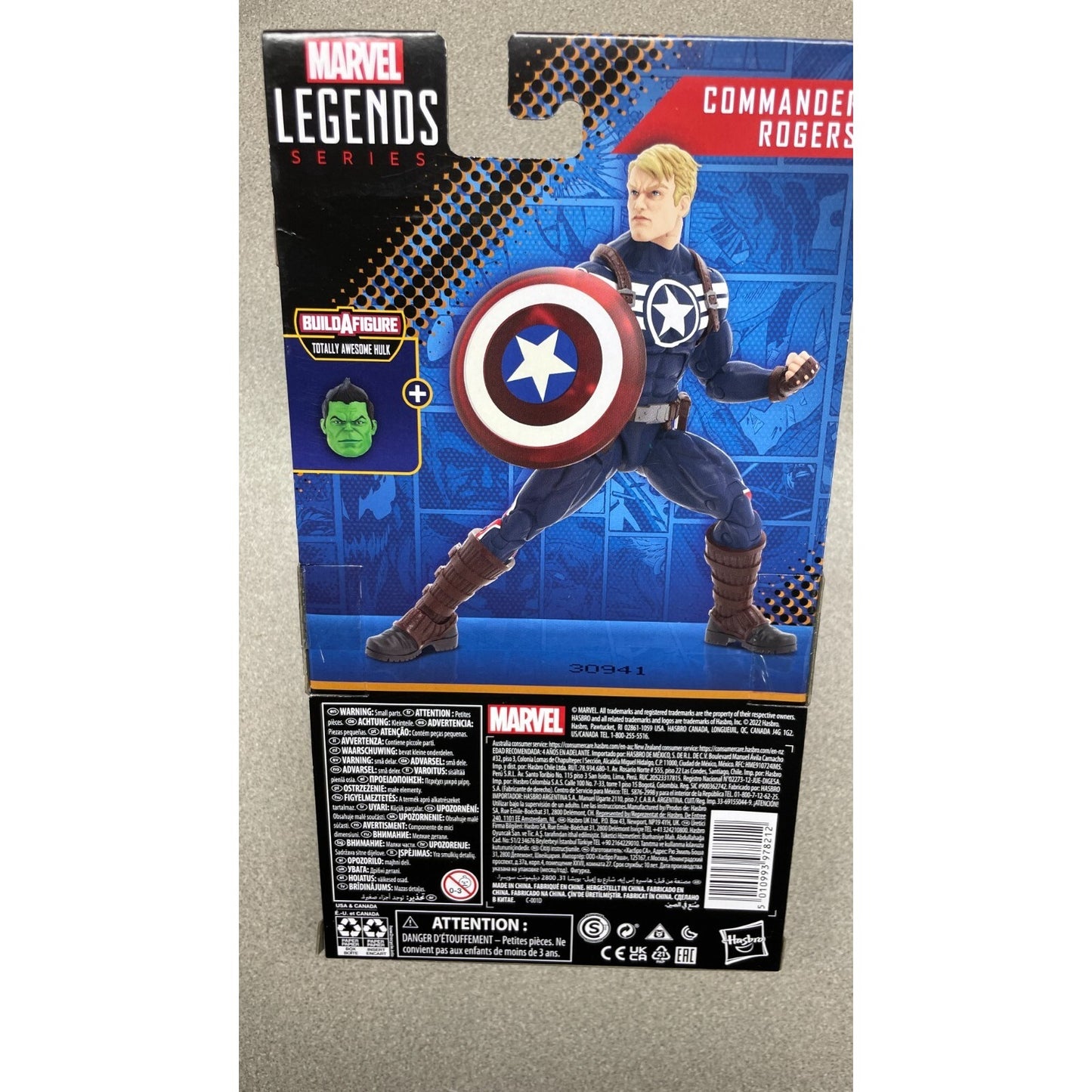 Marvel Legends F3685 Commander Rogers back of package item details