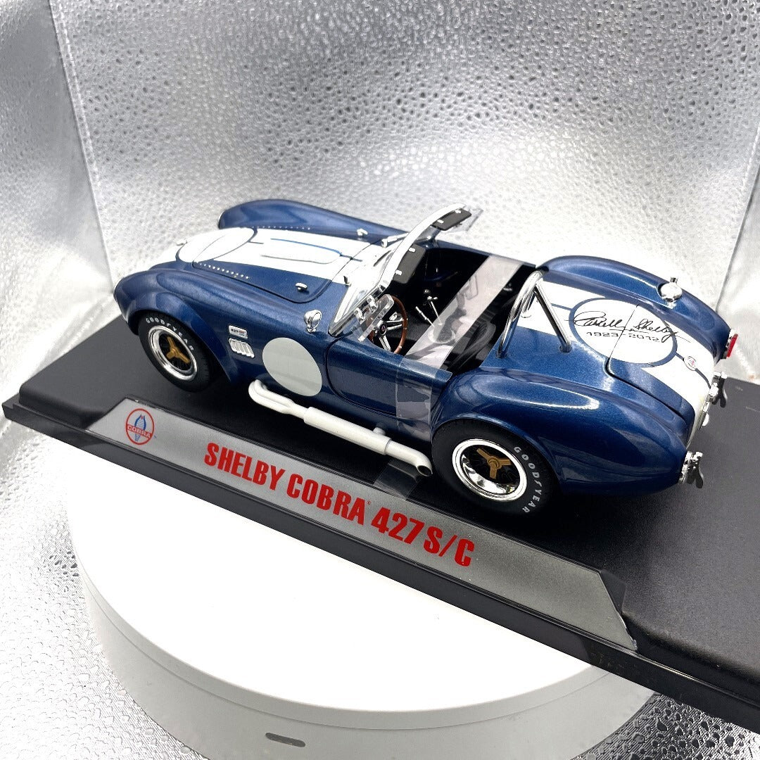 1965 Shelby Cobra 427 S/C Blue Die Cast Carroll Shelby Sig, Scale: 1/18 driver's side/rear view