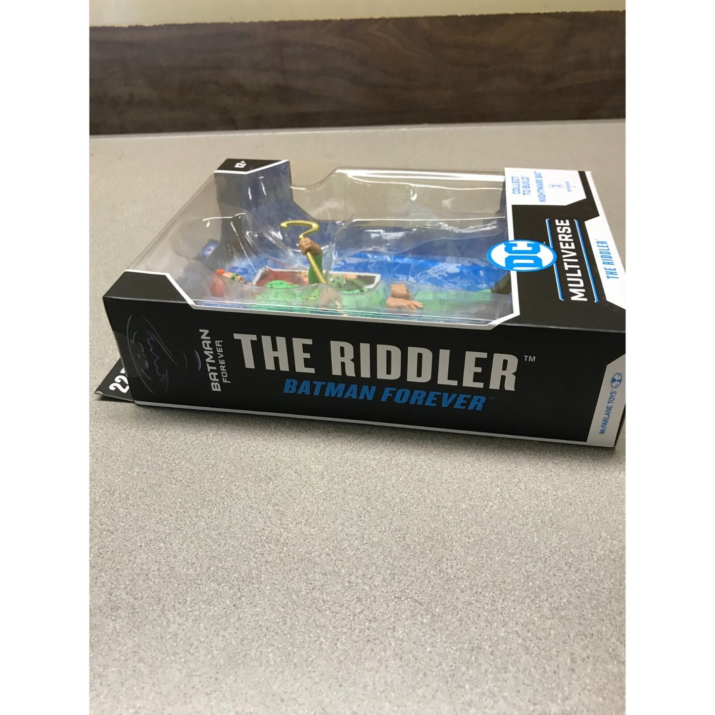 DC Multiverse The Riddler Batman Forever, Missing Build A Piece, side of box