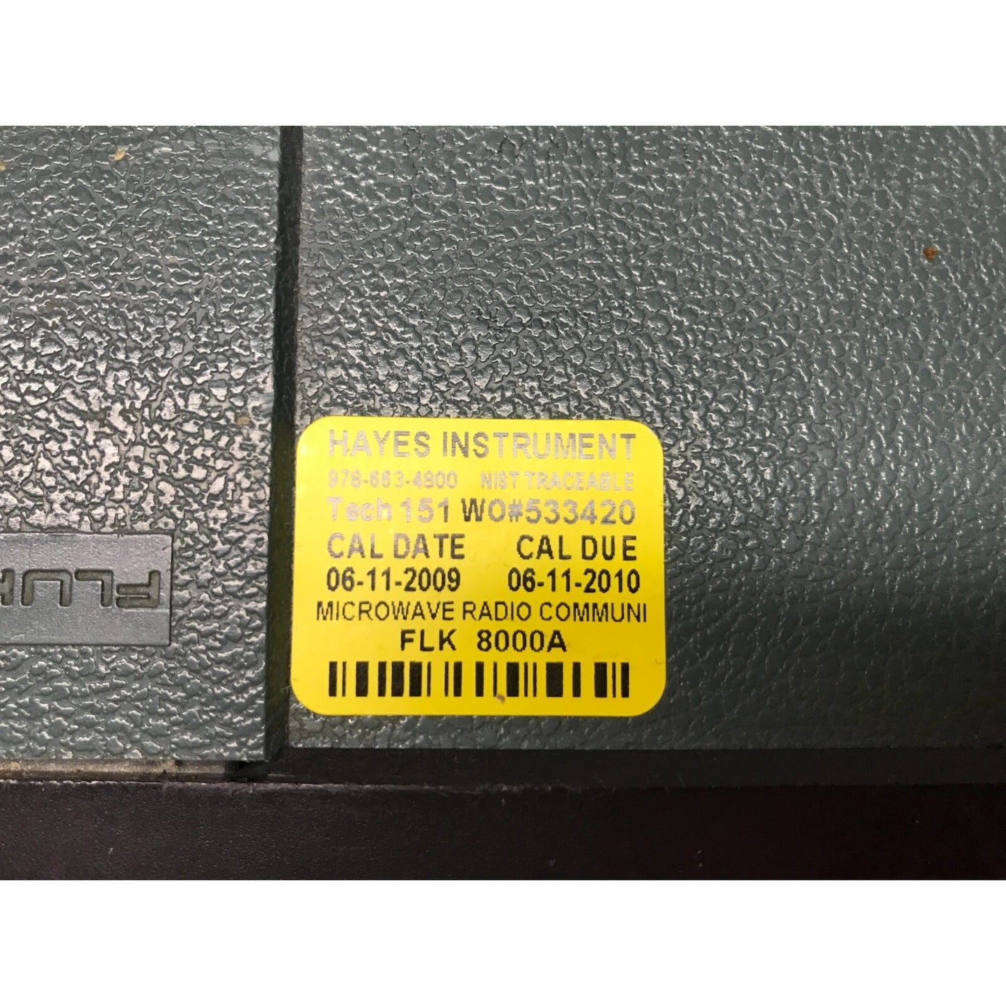 Hayes Instrument Fluke 8000A Digital Multimeter 2635201 calibration label