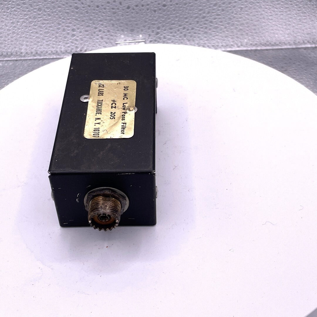 30 MC Low Pass Filter #CZ 205 top and side view with product label and connector