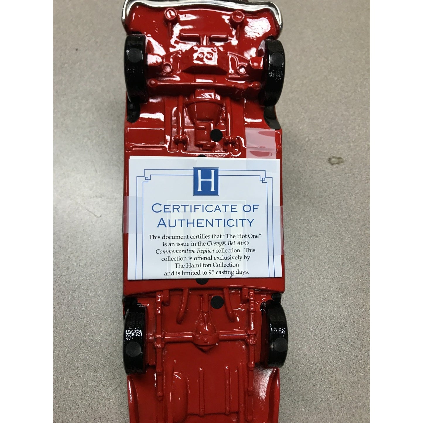 "The Hot One" 1956 Chevy Bel Air Sculpture - Commemorative Replica with Certificate of Authenticity under carriage side with Certificate of Authenticity
