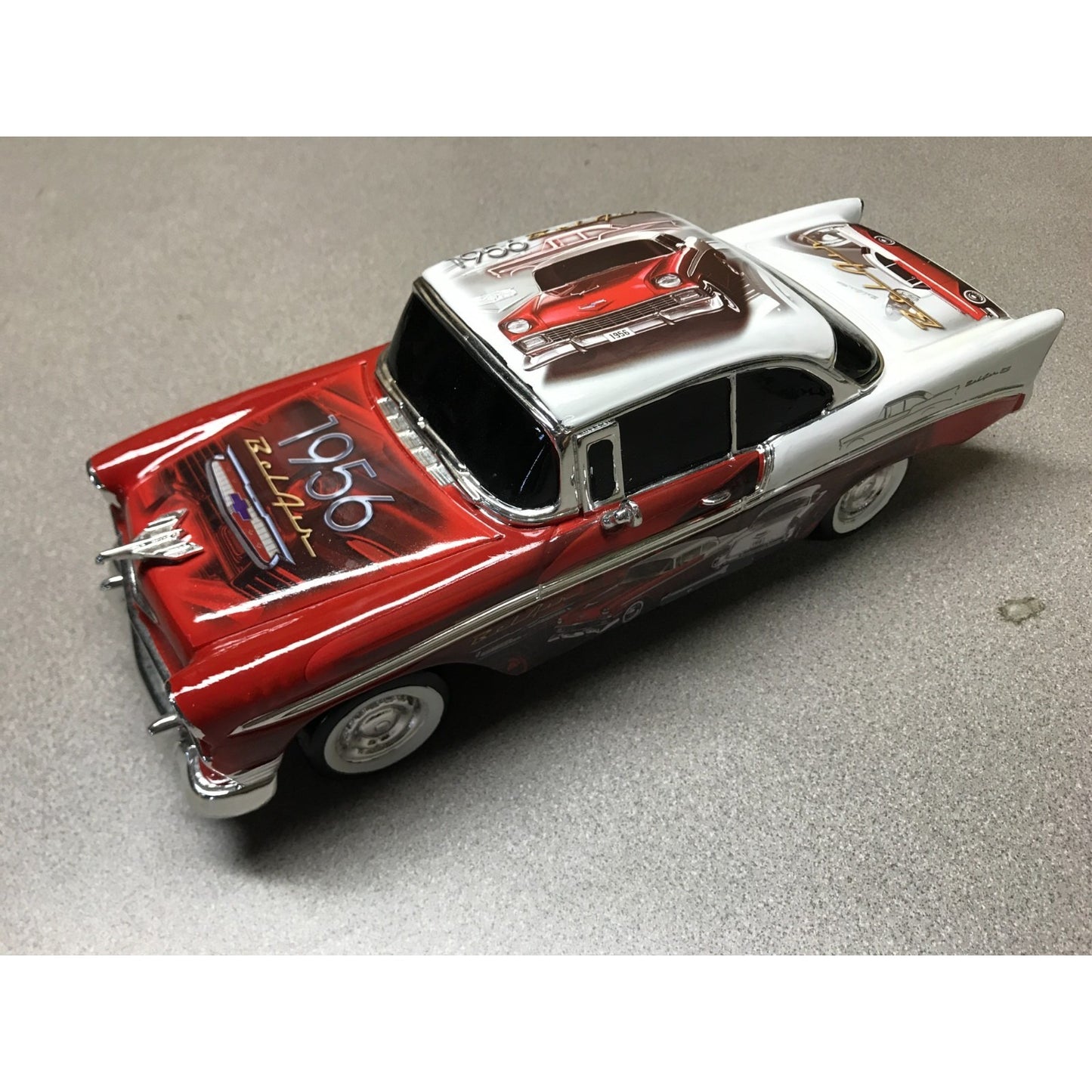"The Hot One" 1956 Chevy Bel Air Sculpture - Commemorative Replica with Certificate of Authenticity front end/drivers side view