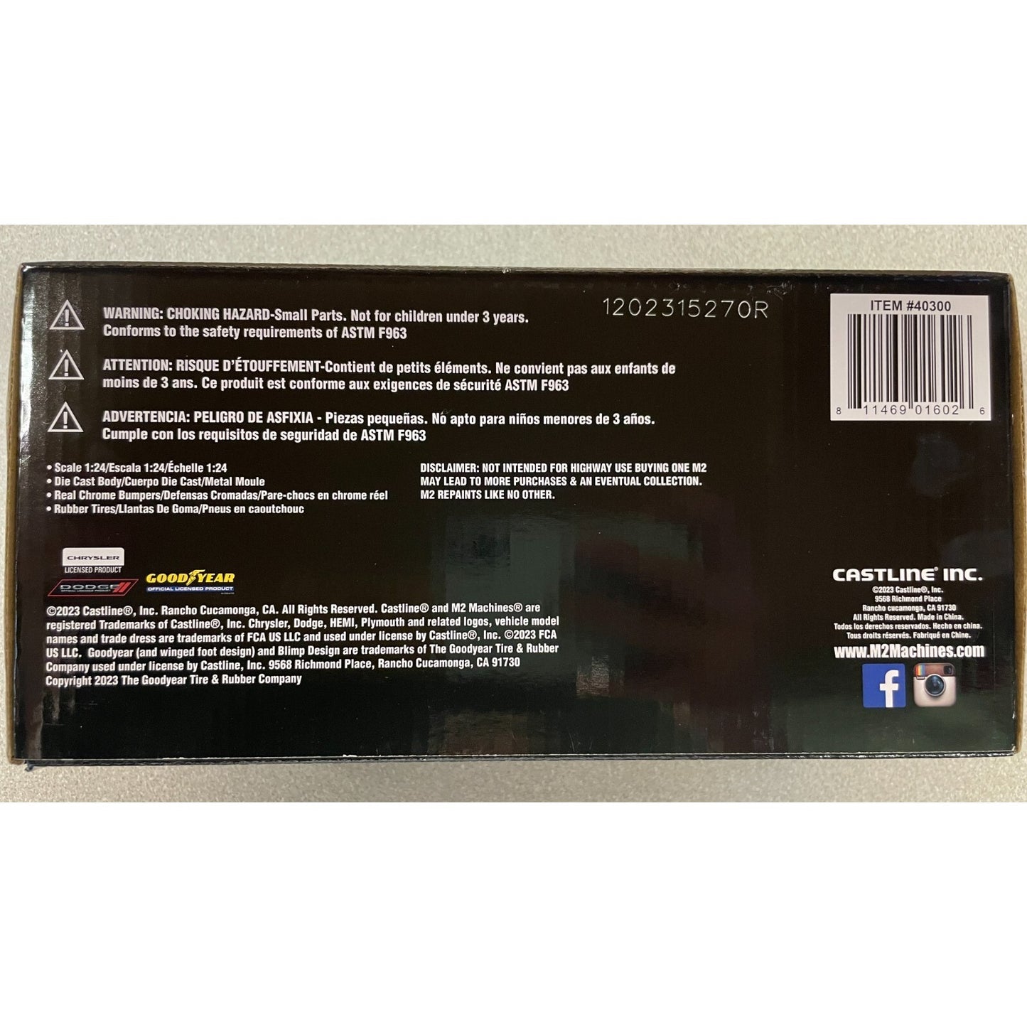M2 "Chase" Black Challenger bottom of package