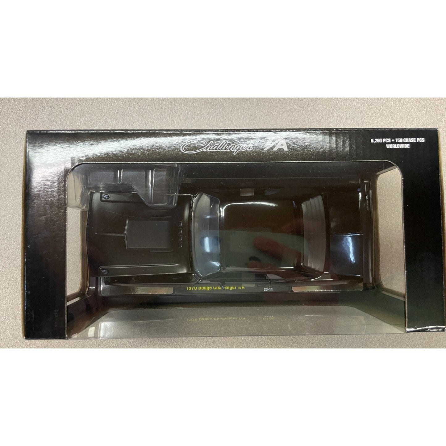 M2 "Chase" Black Challenger top of package displaying top of car