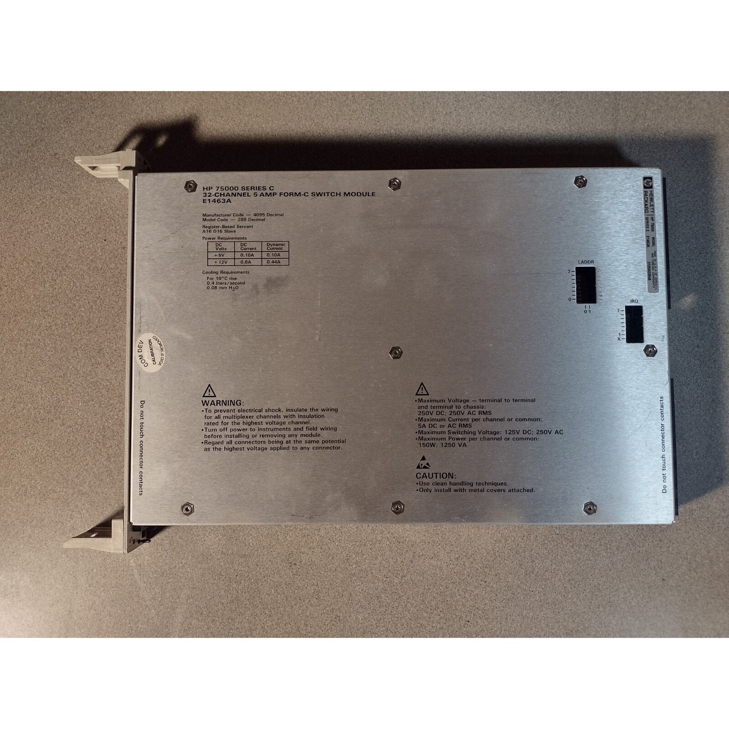 AGILENT HP E1463A 32-Channel, 5 Amp, Form C VXI Switch top view