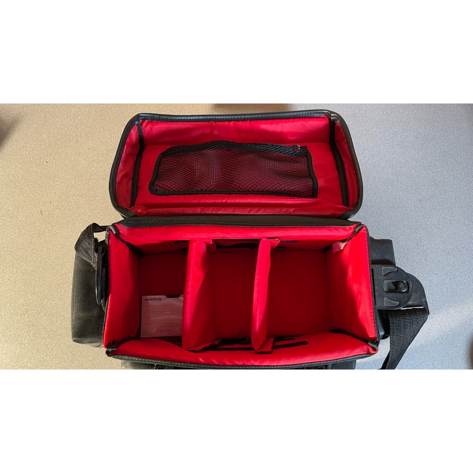 Classic Ambico Camera Bag top view of opened case compartments visible