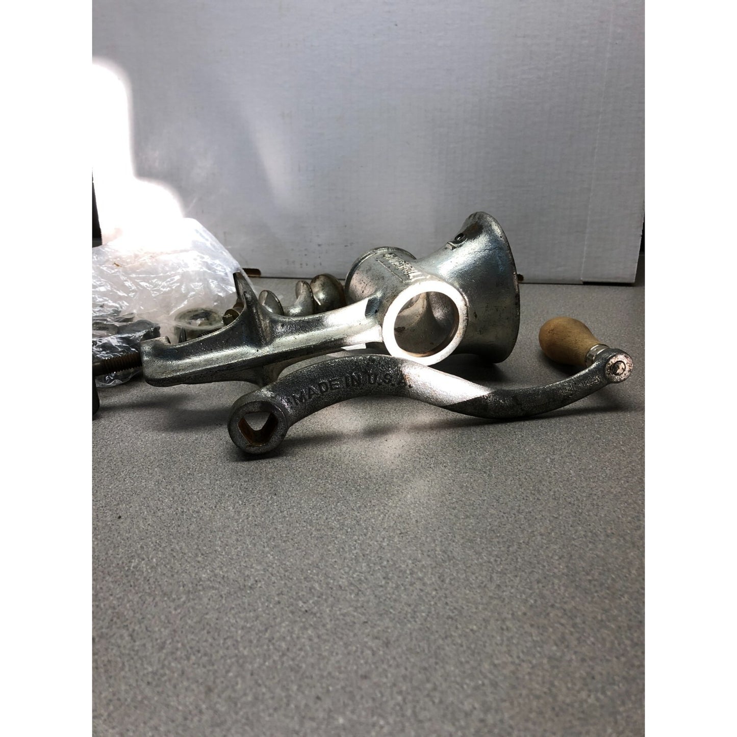 Vintage Universal 2 Meat Grinder side view 
