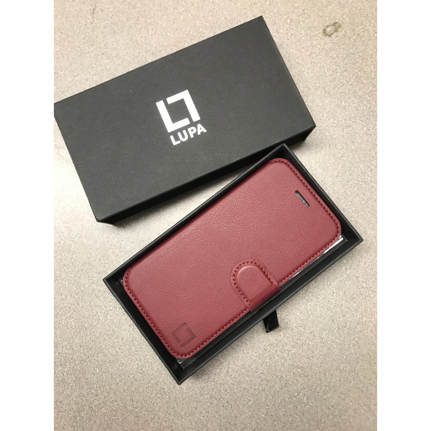 Leather iPhone 8 Wallet Case and Screen Protector Burgundy Lupalegacy wallet in box