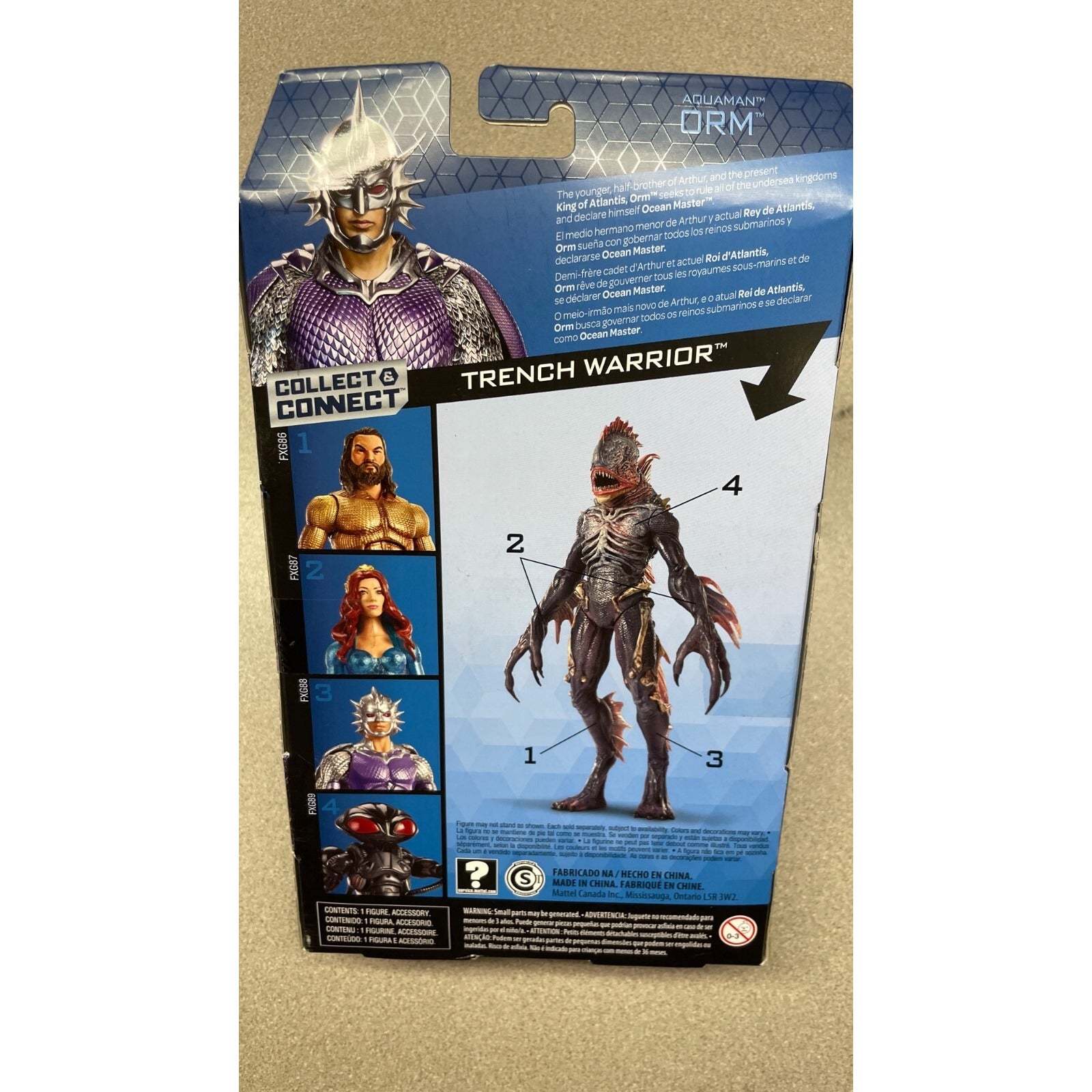 Mattel ORM Aquaman Figure, missing build piece back if package item details