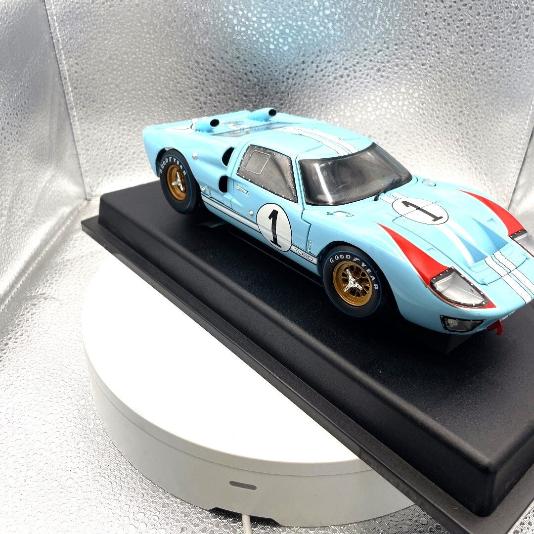 1966 Ford Gt-40 MKII #1 Light Blue Die Cast with Base, Scale: 1/18 passenger/front side view
