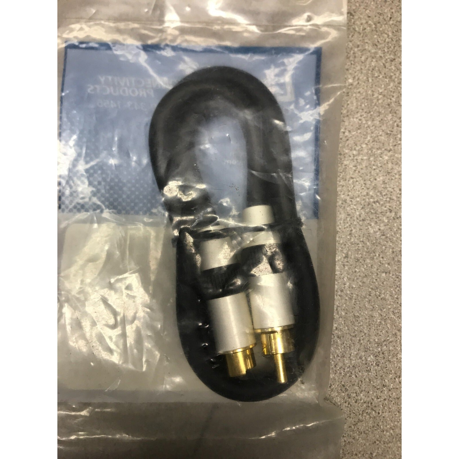 L-Com 4-Pin Mini DIN Male (S-Video) to Single RCA Male Cable 2ft CCD144MR-2 cable in package closeup