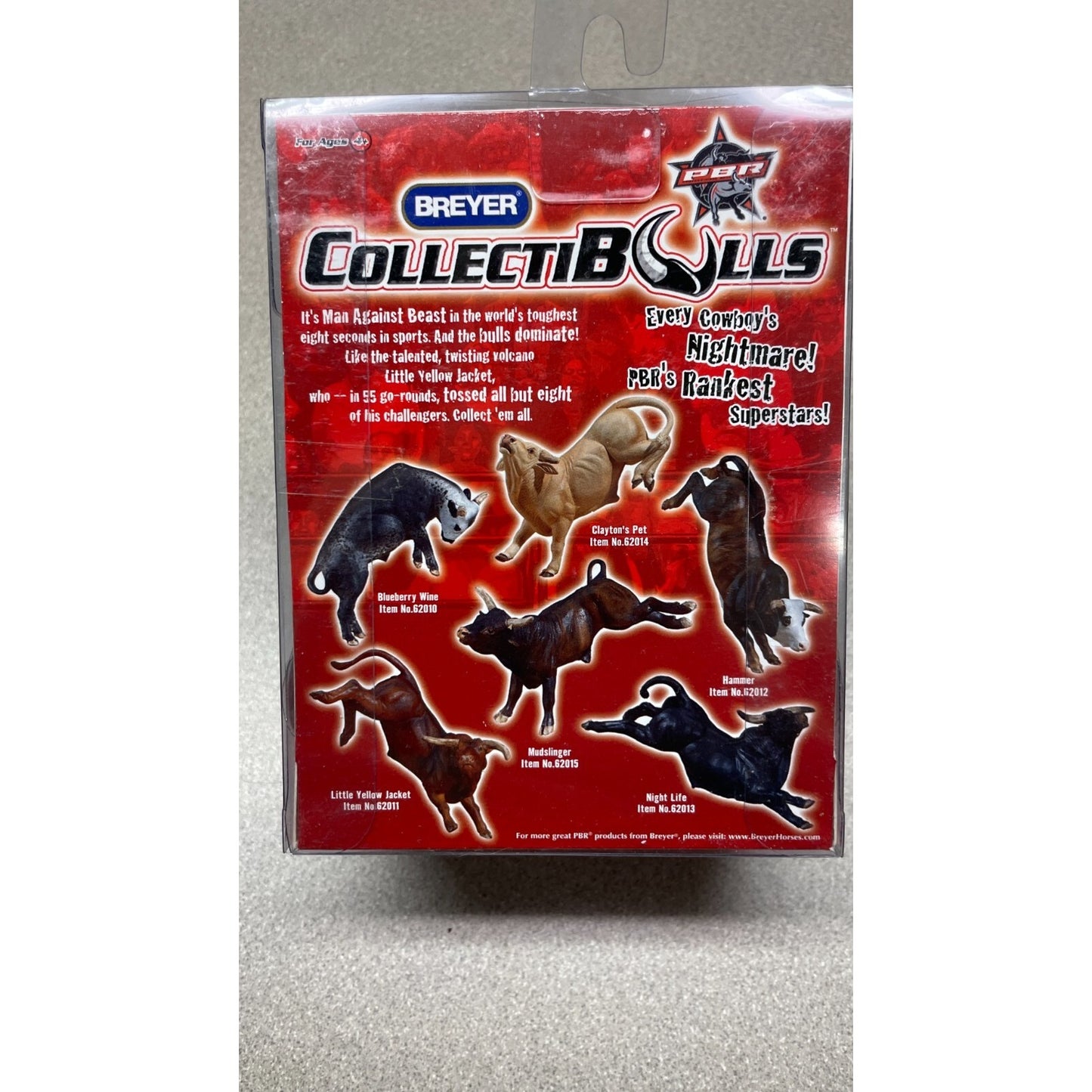 Breyer CollectiBulls Night Life back of package shows different products available