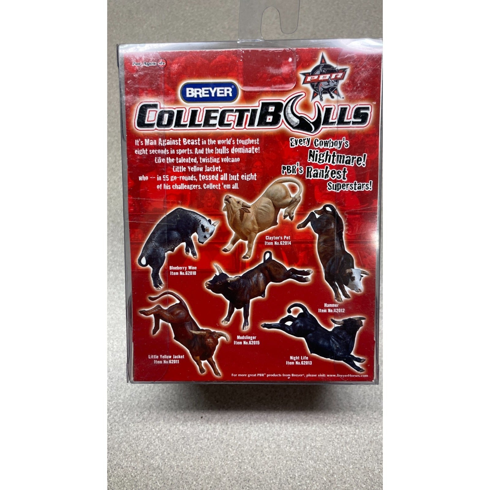Breyer CollectiBulls Night Life back of package shows different products available
