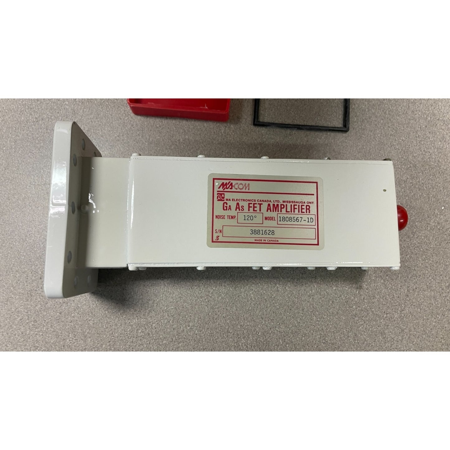 M.A. Electronics Canada Limited GA AS FET Amplifier Model: 1808567-1D top view closeup product label