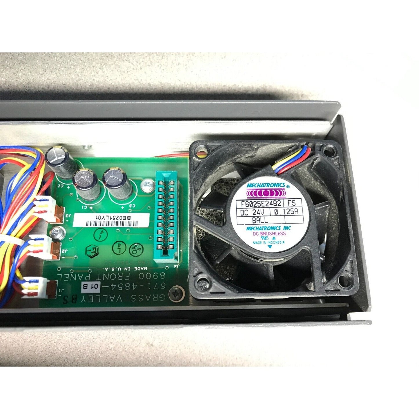 Grass Valley Group 8900 Series Chasis with cards internal view fan, circuit board closeup