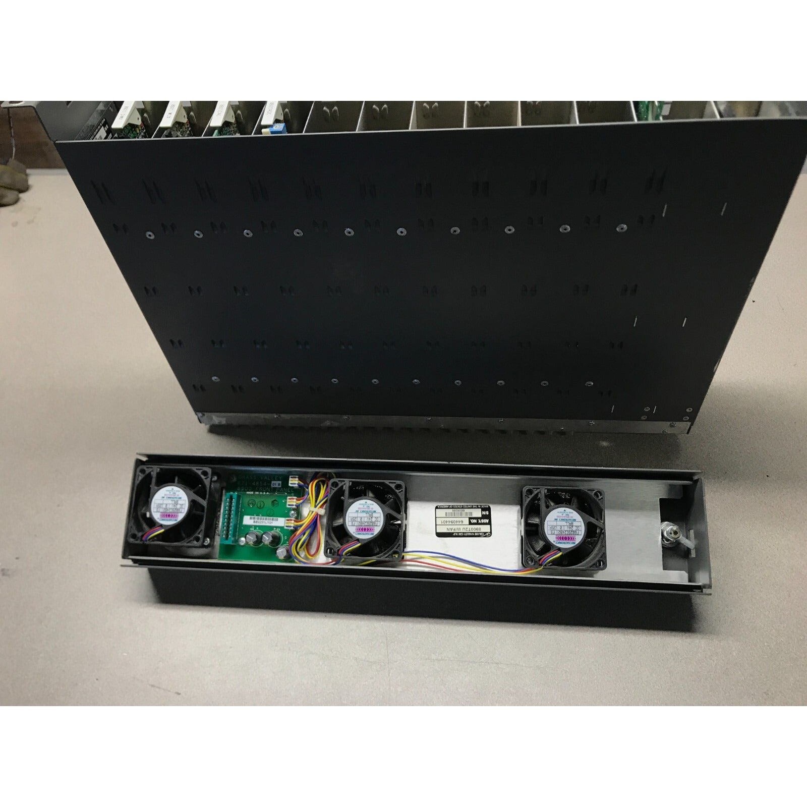 Grass Valley Group 8900 Series Chasis with cards inside view fans, circuit board