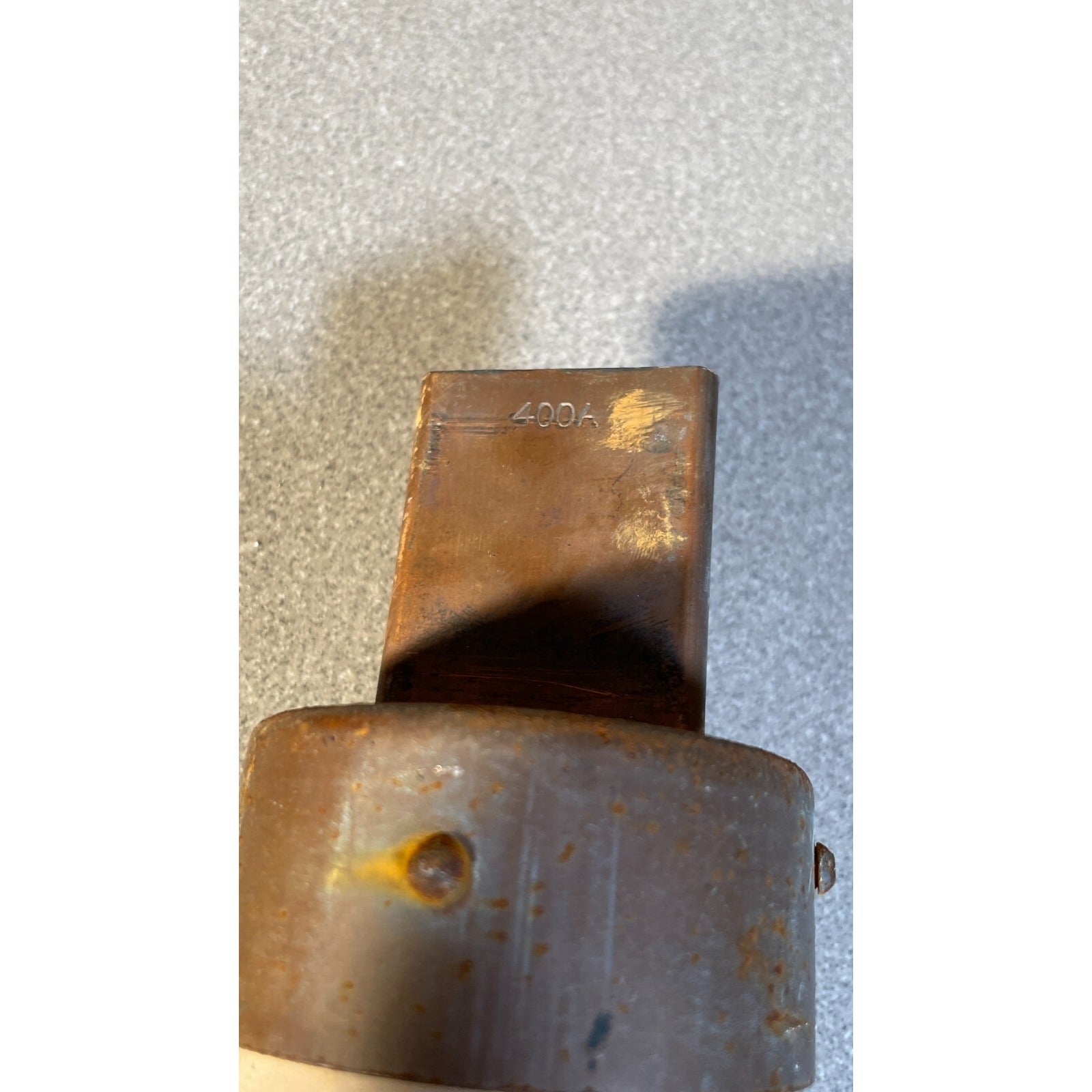 Used 400 Amp Copper Ended Fuse end closeup